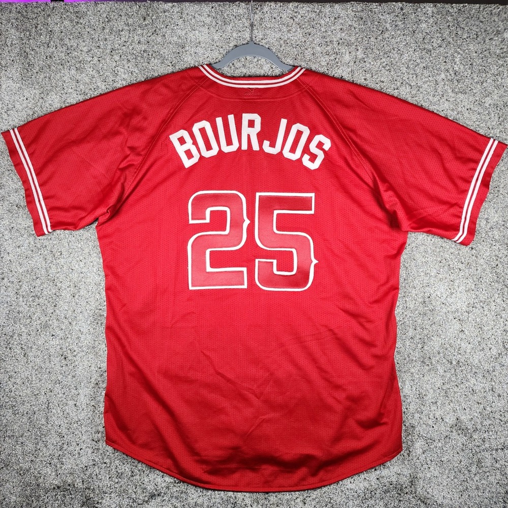 Mizuno Baseball Jersey Mens XXL Red Bourjos 25 Mesh Button Up NWT